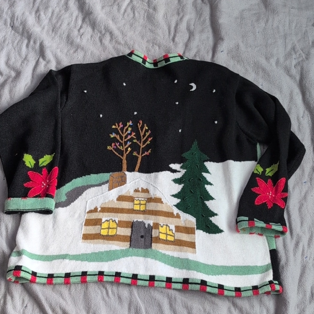 Storybook Knits Black and Green Christmas Cardigan - Picture 5 of 6